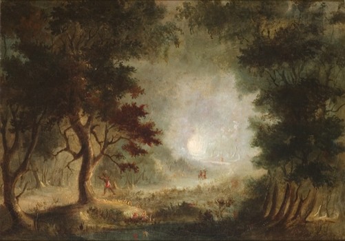 Though untrained, Duncanson became internationally renowned in his lifetime for peaceful canvases, such as 'Indians in the Woods,' from 1846.